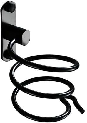FIBOUND 1 Piezas Soportes para Secadores de Pelo en Espiral, Soporte de Secador de Pelo en Pared, Soporte para Secador de Pelo de Aluminio, para Baño, Dormitorio - Negro