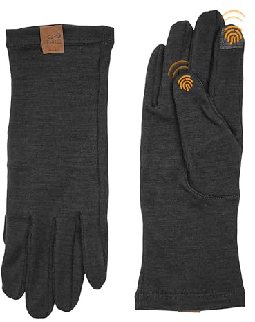 ACUSHLA - Forro de guantes 100% lana merino - Capa base ligera para pantalla táctil para hombre y mujer, L
