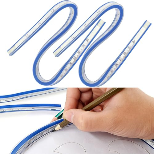 2 Pezzi Curvilinee Deformabile, Curvilinee Flessibile, Righello Flessibile 30 cm, Infrangibile Curva Flessibile Strumento di Disegno per Misurare/Cucito/Lavorare il Legno/Sartoria/Artigianato/Pittura