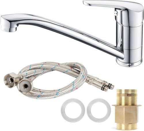 Minnhua Laiton Robinet De Cuisine Pivotant À 360 ° Robinet De Cuisine Eau Froide Et Chaude Mitigeur D'évier De Cuisine Avec Pivotant Pour Cuisine Économie D'eau Silencieuse, Argent