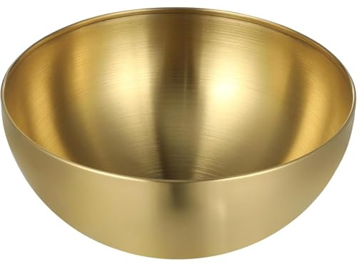 POHOVE Stainless Steel Salad Bowls,20CM Gold Bowl Mixing Bowl, ﻿Cereal Bowl, Sturdy Reusable for Kitchen Mixing Cooking Baking Prepping