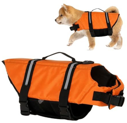 Bohany Hundeschwimmweste | Hochauftrieb Hundeschwimmweste Mit Einstellbarem Atmungsaktivem Reflektierendem Geschirr | Reflektierende Atmungsaktive Verstellbare Schwimmhilfe Mit Auftriebsgurt Für Pool,