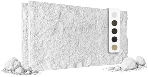 HEXIM Stenutseende stenplattor 2 stycken 120 x 60 cm PU väggbeklädnad 1,46 m² 3D-paneler, krossade stenplattor, väggpaneler, väggdekoration, stenplatta, stenvägg, vardagsrum, innervägg vit (A002-01