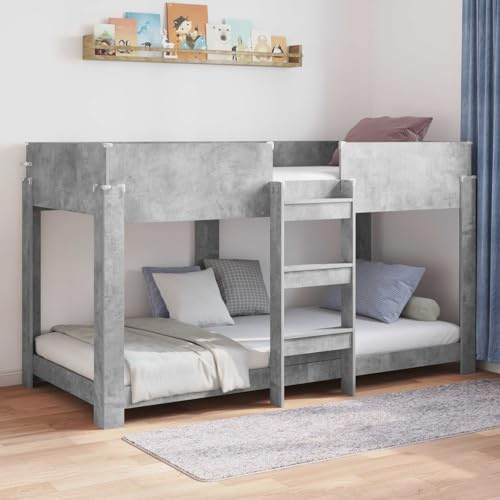 YunCangg Golvsäng för barn, betong, grå av trämaterial, 90 x 200 cm med robust ram och ribbotten, utrymmesbesparande för barnrum och övernattningsgäster