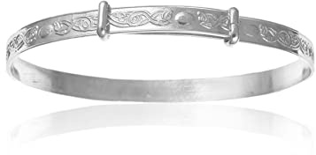 HSFJGSF Irish Celtic Design/Claddagh Design Expanderande/Expanderbart/Justerbart armband för baby/barn/barn/kvinnor - 925 Sterling Silver - Barnsmycken