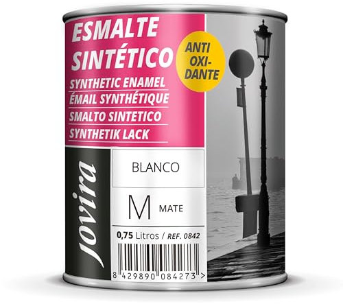 JOVIRA PINTURAS Esmalte Sintético Antioxidante. Esmalte directo sobre oxido. Para la protección y decoración de superficies de madera, hierro y acero. Mate (750 Mililitros, Blanco)