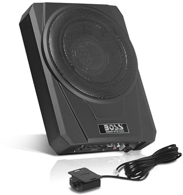 BOSS Audio Systems BASS10 10 Inch Powered Under Seat Car Subwoofer - 1000 Watts Max, Single 4 Ohm Voice Coil, Remote Subwoofer Control, Sold Individually