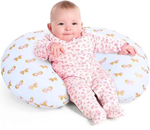 Little Grape Land Nursing Pillow for Infants, Extra Firm Breastfeeding Pillows, Baby Pillow for Nursing, Bottle Feeding with Machine Washable Cover & Breathable Filling