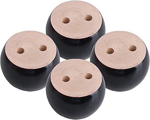 Lot de 4 pieds de rechange ronds en bois pour meubles, commodes, canapés, armoires, canapés, 5,1 cm de haut - Noir