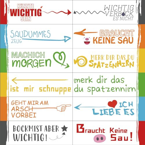 600 Stück Haftnotizen Bunt (12x50 Blatt/ 12 Stile) Selbstklebende Notizzettel mit Lustige Worte und Pfeil Muster Deko Klebezettel für Studenten Büro Gadgets zum Markieren oder Geschenk Idee
