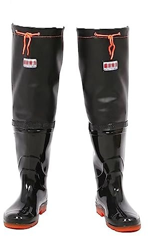 Bottes de pêche Bottes de Wading à Semelle en Caoutchouc for Hommes et Femmes, Bottes de Wading en PVC imperméables, antidérapantes et résistantes à l'usure (Color : Black, Size : 44 EU)