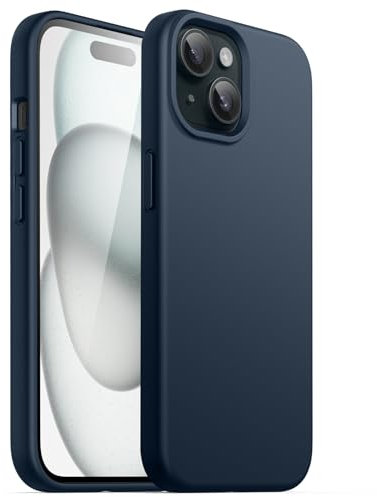 JETech Silikon Hülle für iPhone 15 6,1 Zoll, Ganzkörper Handyhülle mit Seidig-Weicher Berühren, Stoßfest Schutzhülle (Navy)