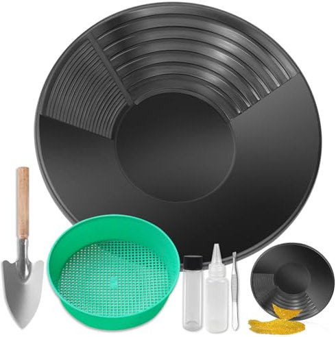 Orpaillage Kit D’orpaillage Gold Pan Kit Orpaillage 38,5 X 8,5cm Casserole d'or en Plastique Gold Panning Pan pour l'Orpaillage Lavage Tamis Plateau Accessoire pour la Prospection Minière (Noir)