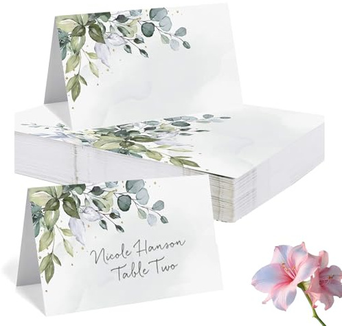 50 tarjetas de mesa de cumpleaños, 9 cm x 11 cm, tarjetas de mesa de boda, tarjetas de lugar para escribir uno mismo, para bodas, cumpleaños, comuniones, confirmaciones, bautizos