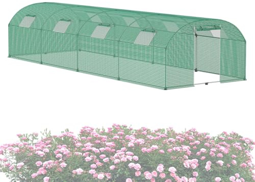 ACXIN Invernadero para jardín, 3 x 8 x 2 m, túnel de aluminio, varillaje de acero galvanizado, diámetro de 22 mm, HDPE + lámina de polietileno de baja densidad con rejilla, ventanas y puertas