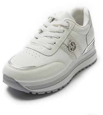 JOMIX Baskets Femme Plateforme Chaussures de Décontracté avec Cuir Imperméable Casual Sneakers Respirable pour Marche, WSC255021, Blanc, 37 EU