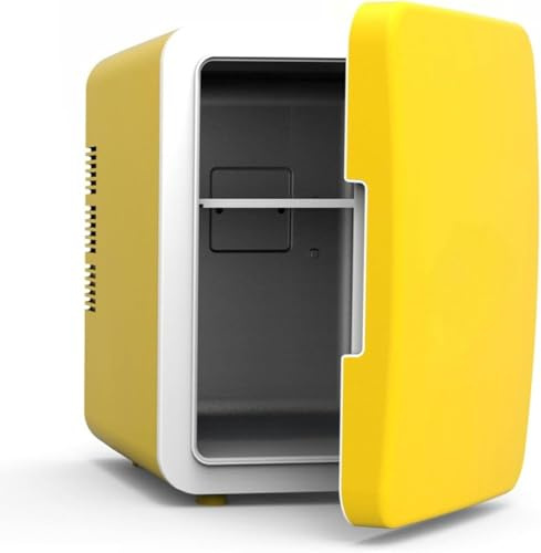 MJBDCVN Mini fridge for skincare, food and beverages portable small fridge freezer compact refrigerator for bedroom, dorm, car, office OF(Color:Yellow)