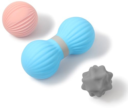 HODEMI Peanut Massage Ball Set, 3 Pack Peanut Roller, Textured Massage Ball & Trigger Point Ball for Deep Tissue Massage and Myofascial Release for Back, Neck, Hip and Foot with Mesh Bag