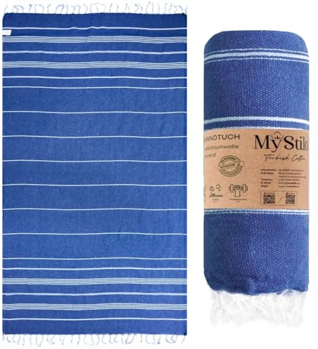 MyStilo XXL bastu hamam-duk 100 x 200 cm, snabbtorkande (saksiskblå)