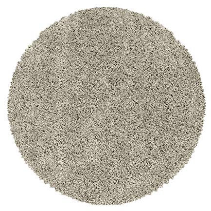 Teppium Moderner Hochflor Teppich Wohnzimmer 160 cm Rund Natur - Shaggy Flauschiger Teppich, Extra Weich, Pflegeleicht und Einfarbig - für Schlafzimmer, Küche und Esszimmer
