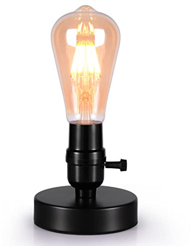 AWEKLIY Industriell bordslampa vintage liten skrivbordslampa bas,antik hållare för sovrum, E27 metall retro dekoration lampa, Sänglampa Läslampa, Med 1,5 m tråd, europeisk kontakt, med strömbrytare