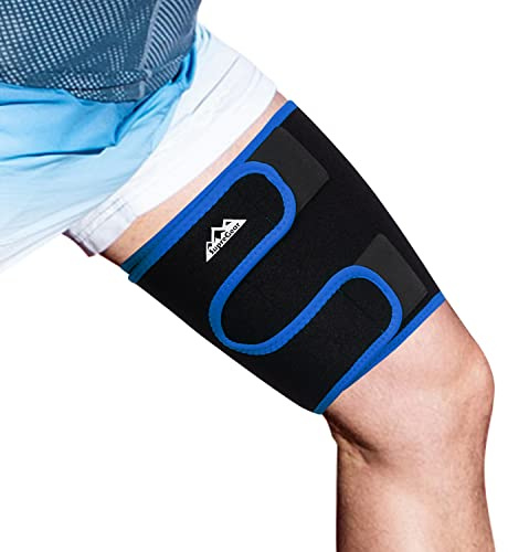 supregear Soporte Muslo, Manga de Compresión Ajustable Neopreno Tendón Corva Envoltura Cuádruple Transpirable Antideslizante Pierna Soporte para Mujeres Hombres Músculo de Ingle Tirado, Cuádriceps