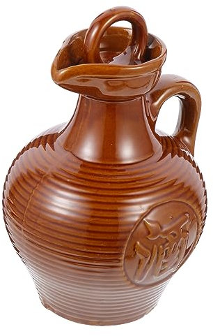BESTonZON Pot à Vin Céramique Rétro Récipient Portable Pour Maison Et Cuisine Design à Bec Évasé Étanchéité Parfaite Comme De Crémaillère