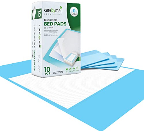CarebyMail Disposable Incontinence Bed Pads | 80 x 180cm | Extra Large | High Absorbency Underpads, Bed Mats, Mattress Protectors, Incontinence Pads (1 Pack of 10)