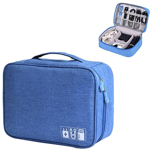 LTLSZRN Organizador Cables Viaje, Bolsa organizadora Cables, Bolsa organizadora de Accesorios electrónicos, Bolsa Cables Organizador, Bolsa para Cargadores, Bolsa para Cables y Cargadores(Azul)