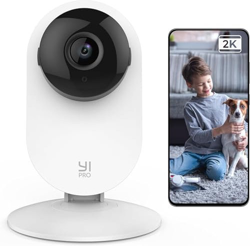 YI Pro 2K Indoor Camera, 2.4GHz WiFi Security Camera, CCTV Pet Camera, Night Vision, Real-Time Alert, Motion Detection, 2-Way Audio, Works with Alexa