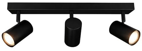 Ledvion - Spot LED de plafond dimmable, Douille GU10, 3 lumières, Noir, Rectangulaire, Orientable