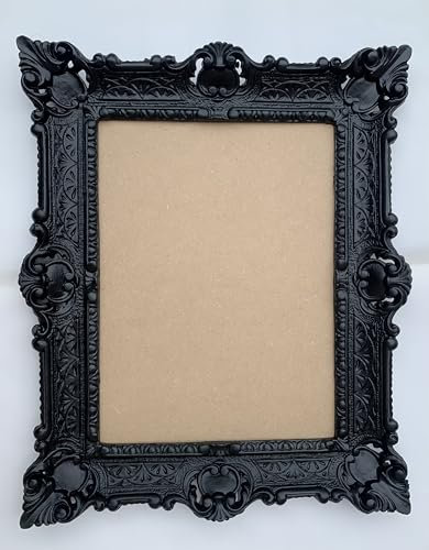 Pintici Marco de fotos barroco con cristal protector, marco barroco para colgar, 57 x 47 cm, estilo shabby, estilo Art Nouveau antiguo (negro mate)