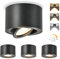 GeyouLux LED Aufbauspots Dimmbar - Extra Flach & 30° Schwenkbar Ø80x50mm Deckenspots Schwarz - inkl. 5W 500LM LED Modul 230V - 3000K/4000K/6500K Aufbauleuchte Aufputz Spots Aufbaustrahler Rund 4 Stück