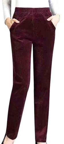 IQYU Pantalones de pana para mujer, pierna ancha, pantalones de invierno, térmicos, cálidos, elegantes, pantalones de ocio, largos, gruesos, harén, forrados, pantalones de chándal de forro polar