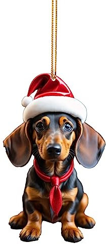 Dackel Deko Acryl Weihnachtsschmuck Dackel Weihnachtsdeko Christmas Decorations Hund Weihnachten Baumschmuck Weihnachtsdekoration für Zuhause und Auto Lustige Weihnachtskugeln Weihnachtsdackel