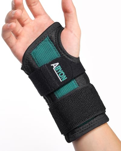 ABYON férula de muñeca con doble soporte, alivia el dolor por túnel carpiano, tendinitis, esguinces y artritis. Ligera y ajustable, apta para dormir o trabajar, mano izquierda o derecha