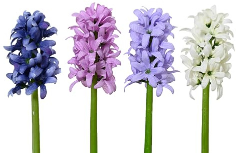Decoris Konstgjord hyacint med stjälk, 7 x 22 cm, 1 styck sorterad – konstgjorda blommor, hyacinter – dekorativa blommor för blomdekoration, blomarrangemang, bordsdekoration – blomsmycken, blomblomma
