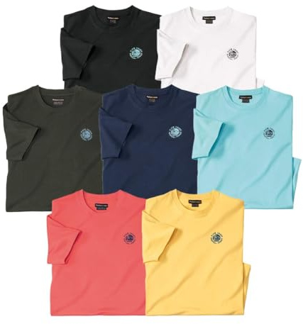 ATLAS FOR MEN - Lot de 7 Tee-Shirt Manches Courtes - Disponible en Grandes Tailles du M au 5XL