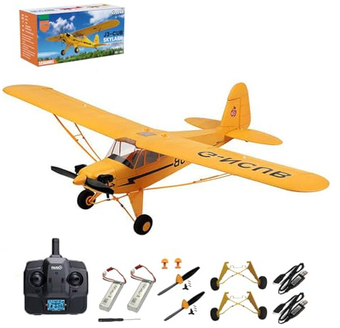 Park10 Toys RC Plane 5CH J3-CUB Remote Control Airplane for Adults 1406 Brushless Motor Outdoor 3D6G Fixed Wing Stunt RC Aircraft with Replaceable Parts (2BSL Yellow)