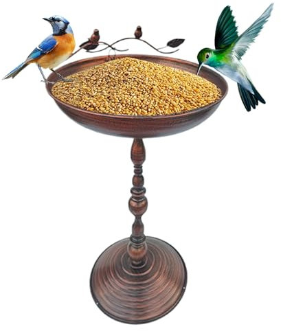 Bain d'oiseaux de Jardin,Fontaine à Oiseaux Extérieur sur Pied | Décoration en Fer Forgé Vieilli – Bassin pour Colibris, Perruches et Perroquets – Terrasse ou Pelouse