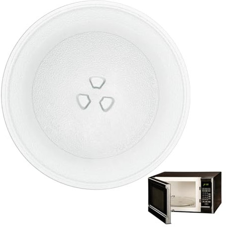 Plato microondas universal cristal 24,5 cm, plato giratorio microondas repuesto con 3 fijadores integrados, platos cristal microondas con soporte giratorio compatible con base circular(16–19 cm)