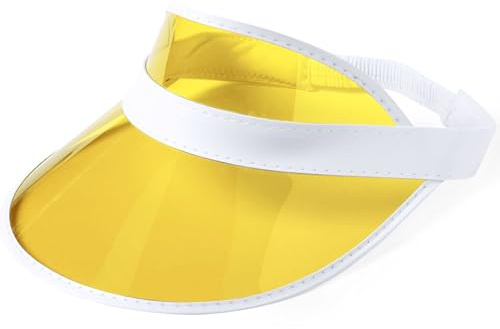 noTrash2003 Sunvisor Parasol Retro Look Transparente PVC Visera UV Ajustable Diadema Unisex Accesorio de Fiesta para Verano Vacaciones JGA Festivales 4 Colores, amarillo, Talla única