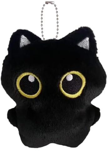 Genérico Peluche De Gato - Peluche De Gatito Negro Juguete Suave | Llavero Decorativo para Bolsos, Muñeco Tierno para Mochilas De Niños Y Niñas, Decoración Habitación Infantil