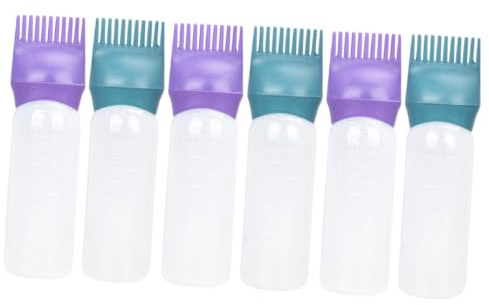 HONITANO 6pcs Hair Dye Bottle Comb Applicator Bottle Root Comb Applicator for Hair Coloring Oil