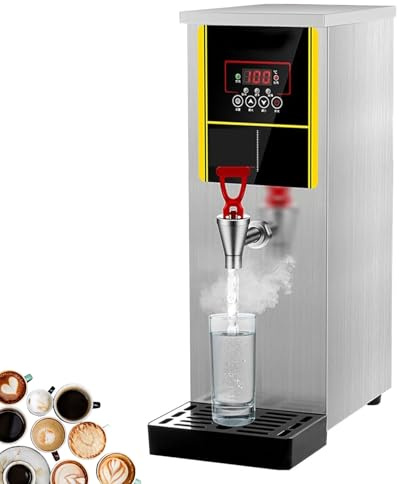 3000W Automatisk Räkne-panna för varmvatten, Kommersiell varmvatten-dispenser 30L, Elektrisk bänk-panna med steguppvärmning (B Silver)
