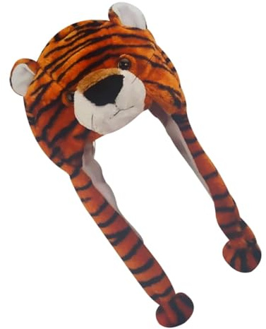 CLISPEED Gorro Tigre Elástico Decorativo para Invierno Suave Cálido y Cómodo Sombrero Animal Adorable para Fiesta Disfraz