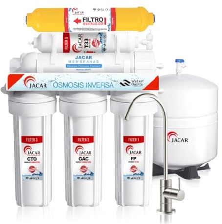Omvänd osmos 6-stegs inhemsk utrustning med 50 gpd membran inklusive filter omvänd osmos 6 etapper av ekologisk kokosnöt, osmos 5 liter, omvänd osmoskran och ABS-ram