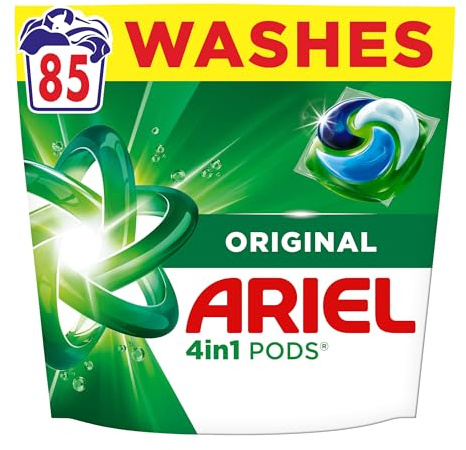 Ariel 4in1 PODS®, Washing Liquid Laundry Detergent Capsules 85 Washes, Original, Stain & Odour Removal in 1 Wash, Great Even in Cold & Short