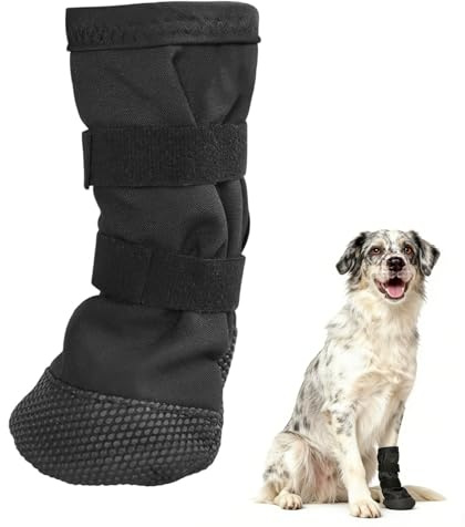 Jetstream Zapatos Perro, Calcetines Antideslizantes para Perros, Previene Que la Mascota Lama la Herida, para la Recuperación de Lesiones en Mascotas, Negro XL