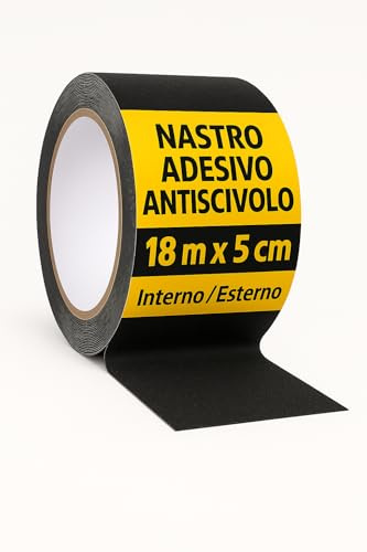 notlok Safety Work nastro antiscivolo per interni e (5 cm x 18 m, 0,8 mm nero), esterni, strisce antiscivolo, adesivi antiscivolo, antiscivolo, autoadesivo, scaletta per doccia